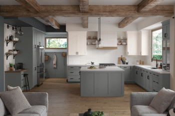 Kitchen Cabinets With Dark Grey and White Finishes