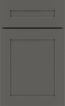 Dark gray cabinet door with a minimalist design featuring two panels, a smaller horizontal panel above a larger vertical one. Modern and sleek appearance.